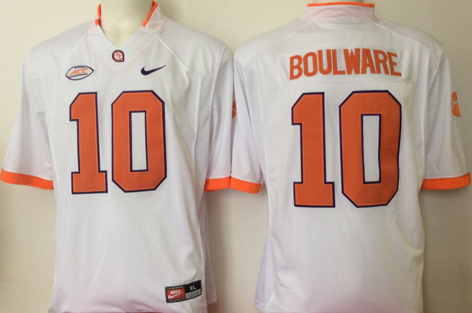 NCAA Men Clemson Tigers White #10 boulware